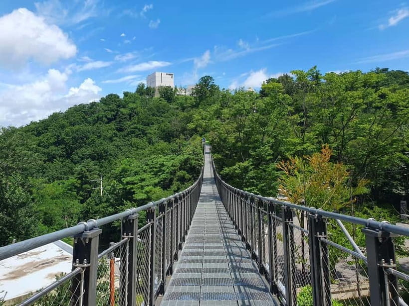 Closest Observatory to DMZ: North Korea View(Starbucks Tour) - The Christmas-tree bridges and a complicated symbol