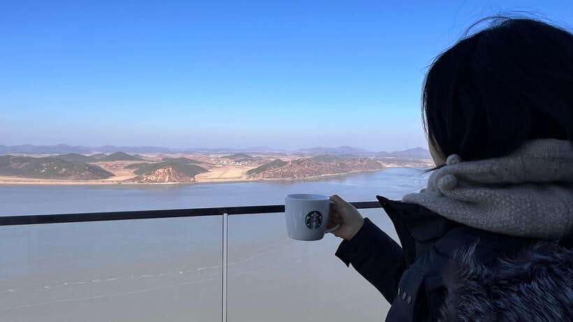 From Seoul: Aegibong Starbucks Observatory & DMZ View - Coffee with North Korea across the river