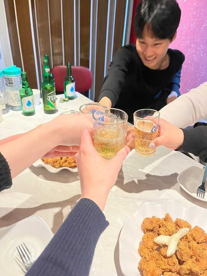 Korean Drinking Games Night (non-drinkers are also welcome) - Kimchi seafood pancake and simple shared snacks