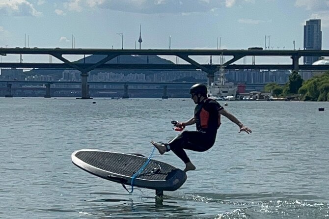 Seoul : Efoil & Windsurf Experiences in Han River - The Seoul skyline from water level